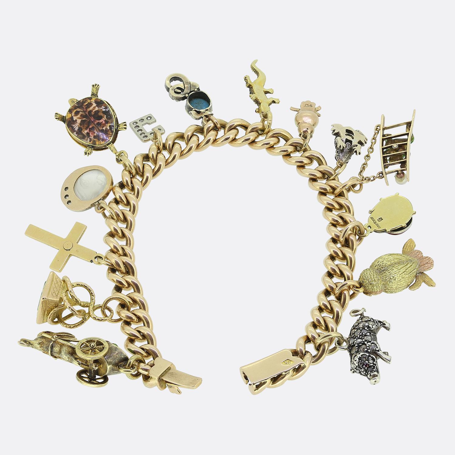 Round Cut Victorian Charm Bracelet
