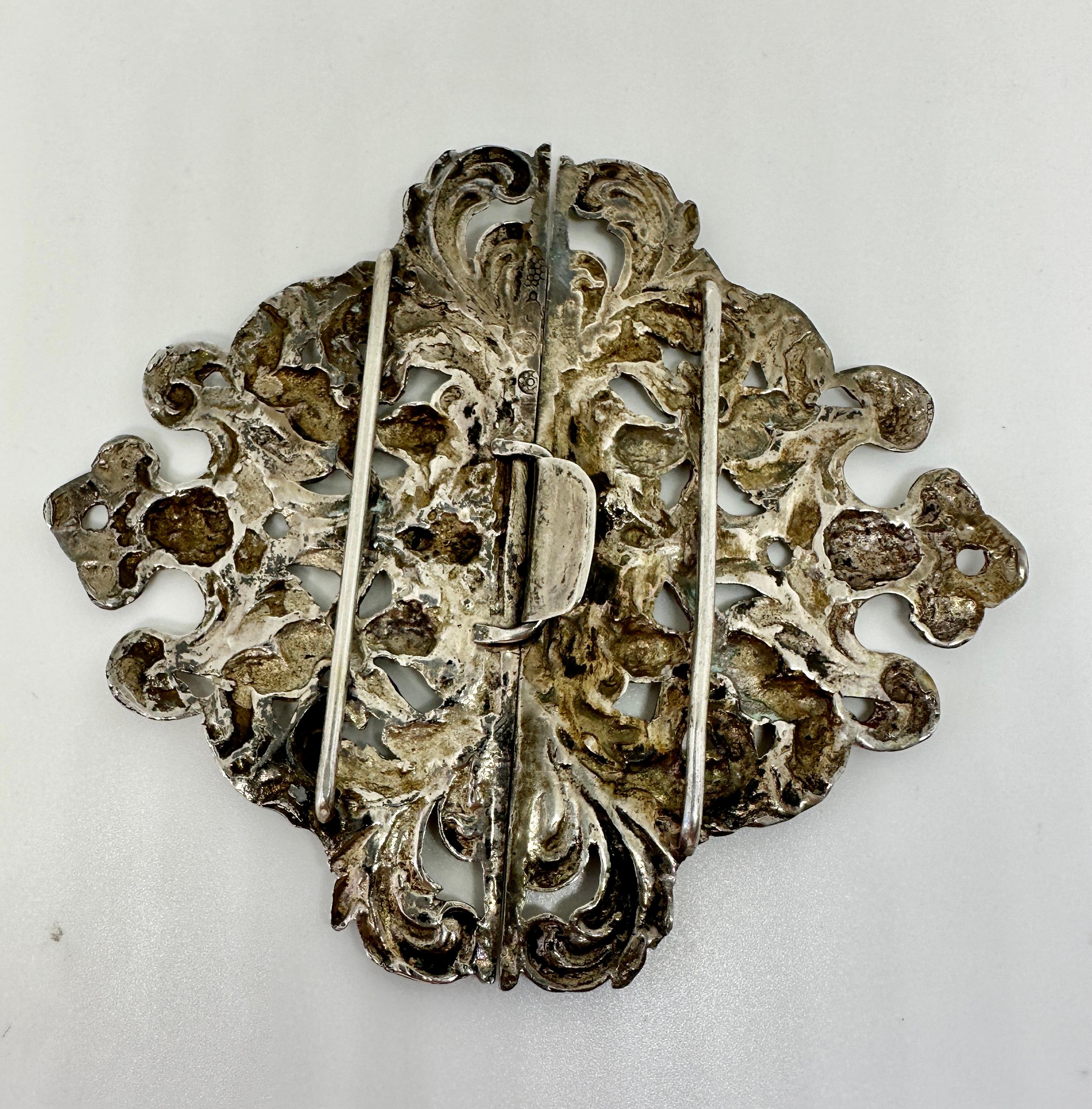 Boucle de ceinture Victorian Cherub Angel Belle Epoque Sterling Silver Acanthus Leaf Unisexe en vente