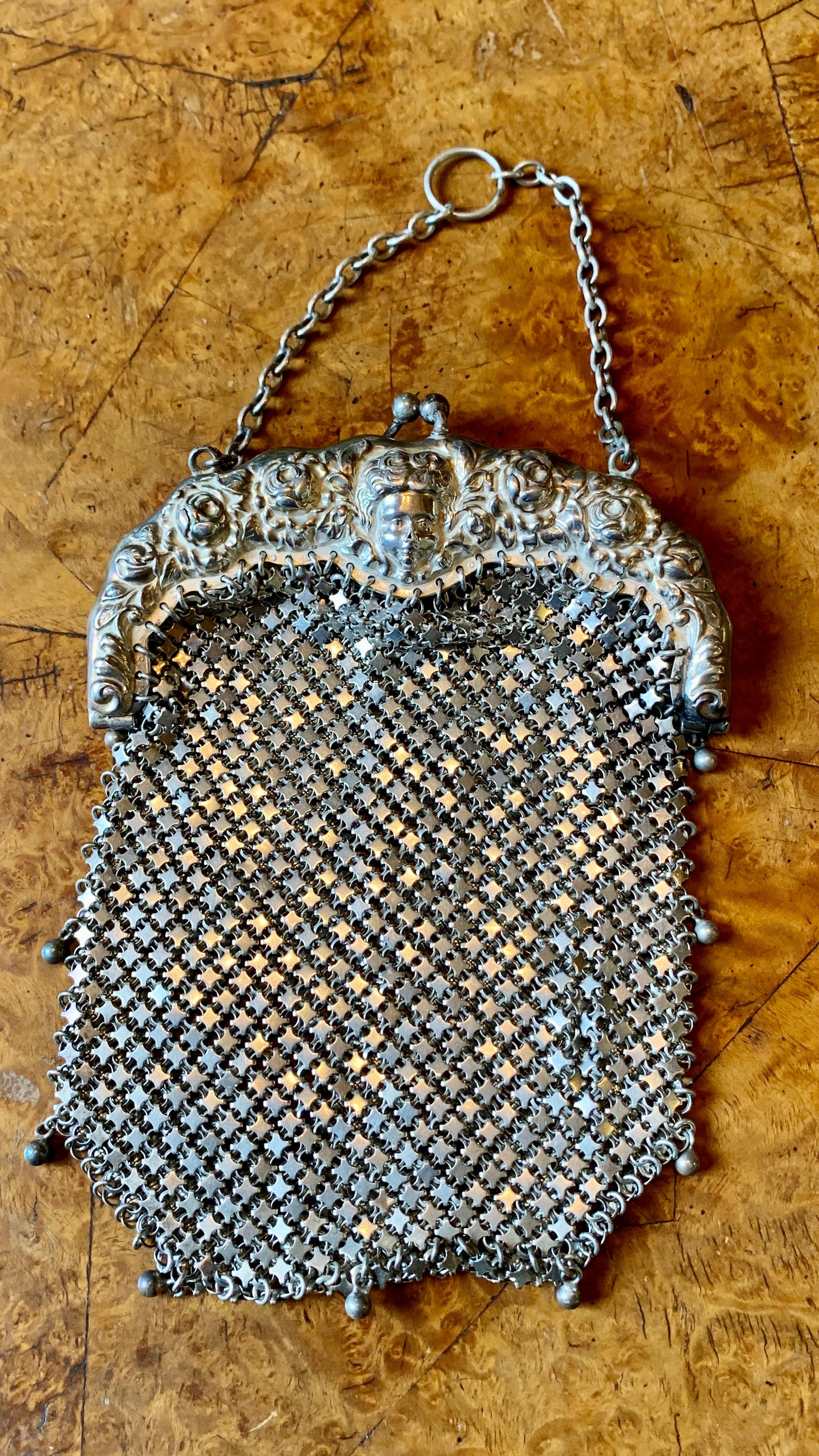 silver evening handbag