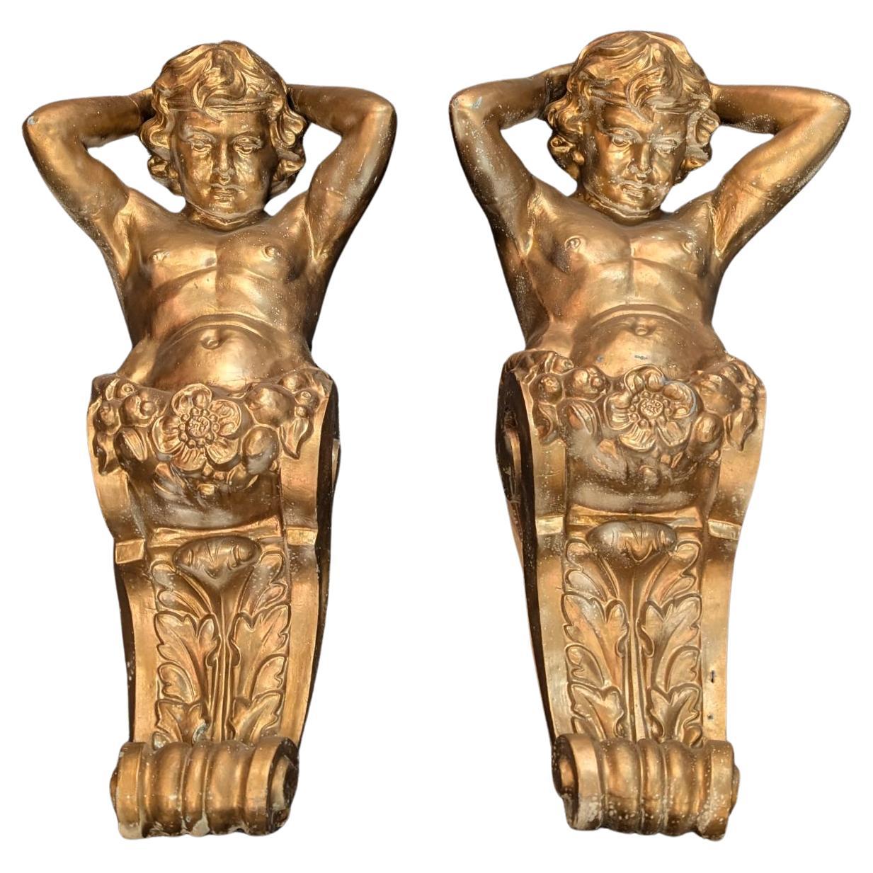 Victorian Cherub Corbel pair