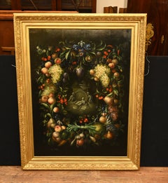Victorian Cherub Floral Still Life Oil Painting