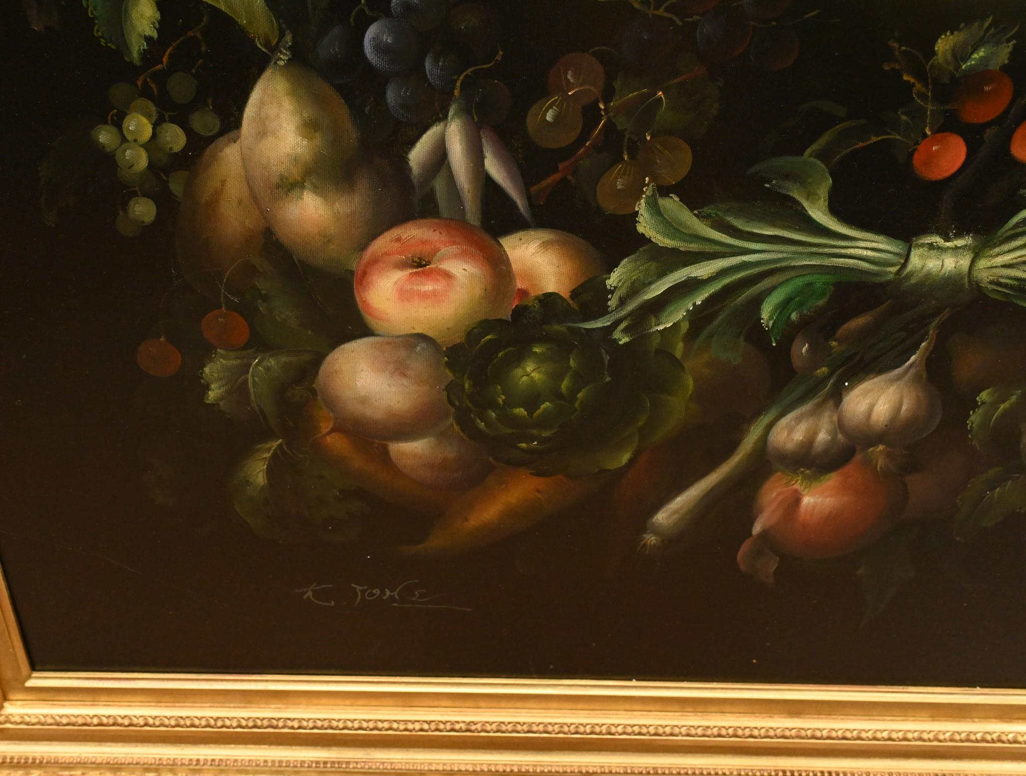 Victorian Cherub Floral Still Life Oil Painting In Good Condition For Sale In Potters Bar, GB