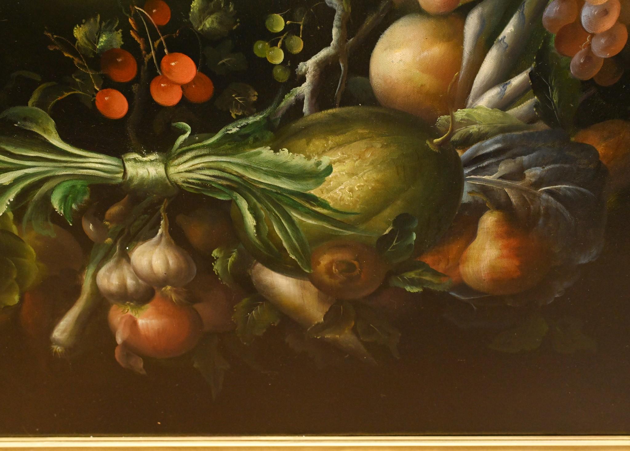 Victorian Cherub Floral Still Life Oil Painting For Sale 1