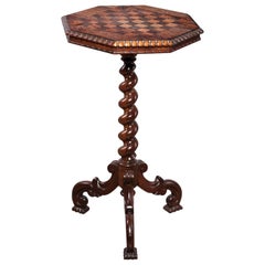 Victorian Chess Pedestal or Side Table, Mahogany, England, 19th Century