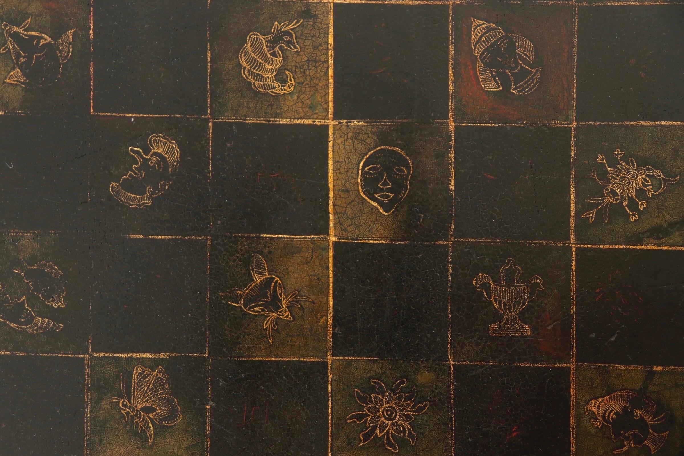 Walnut Victorian Chessboard Side Table