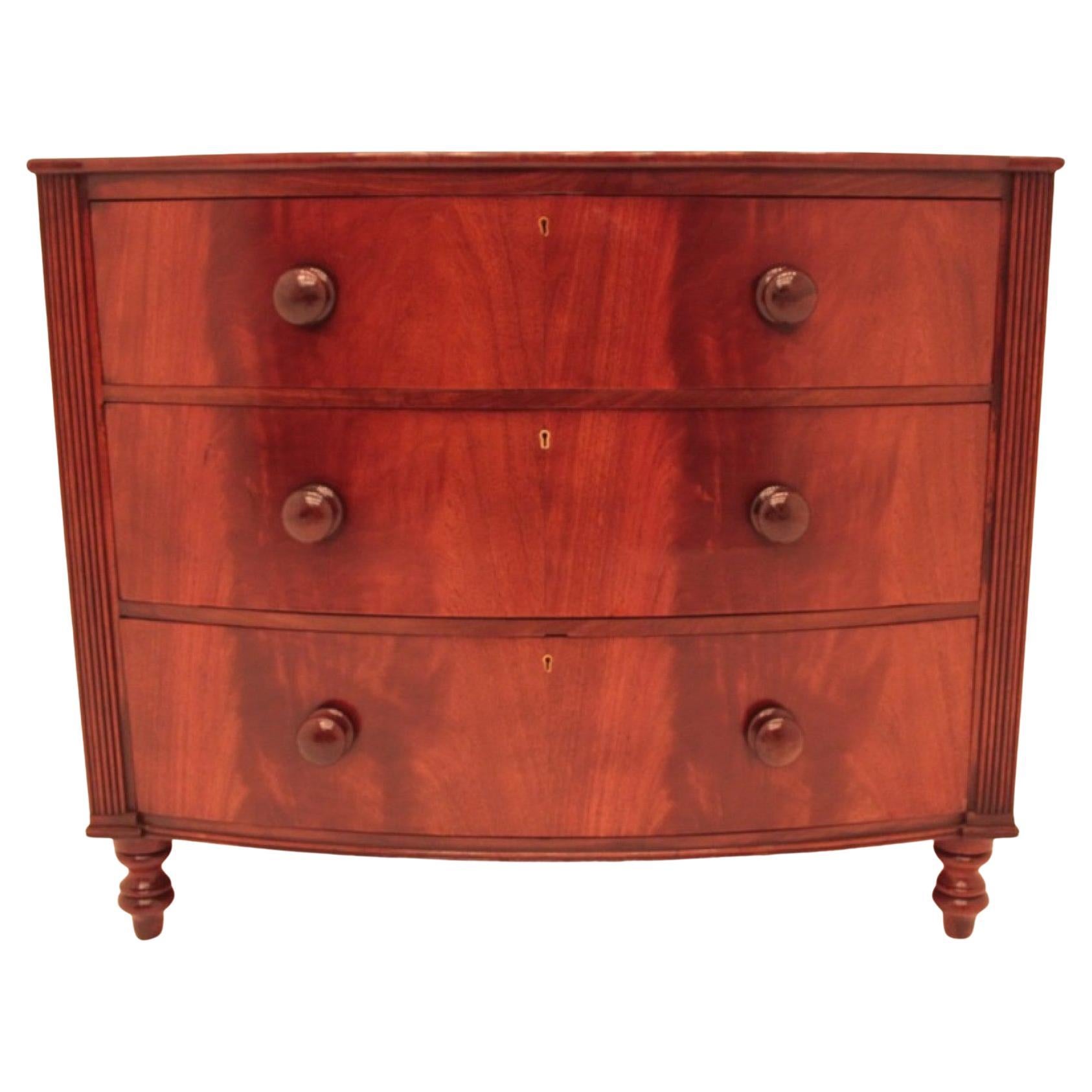 Victorian Chest Drawers, Bow Front Antique Circa 1800 For Sale