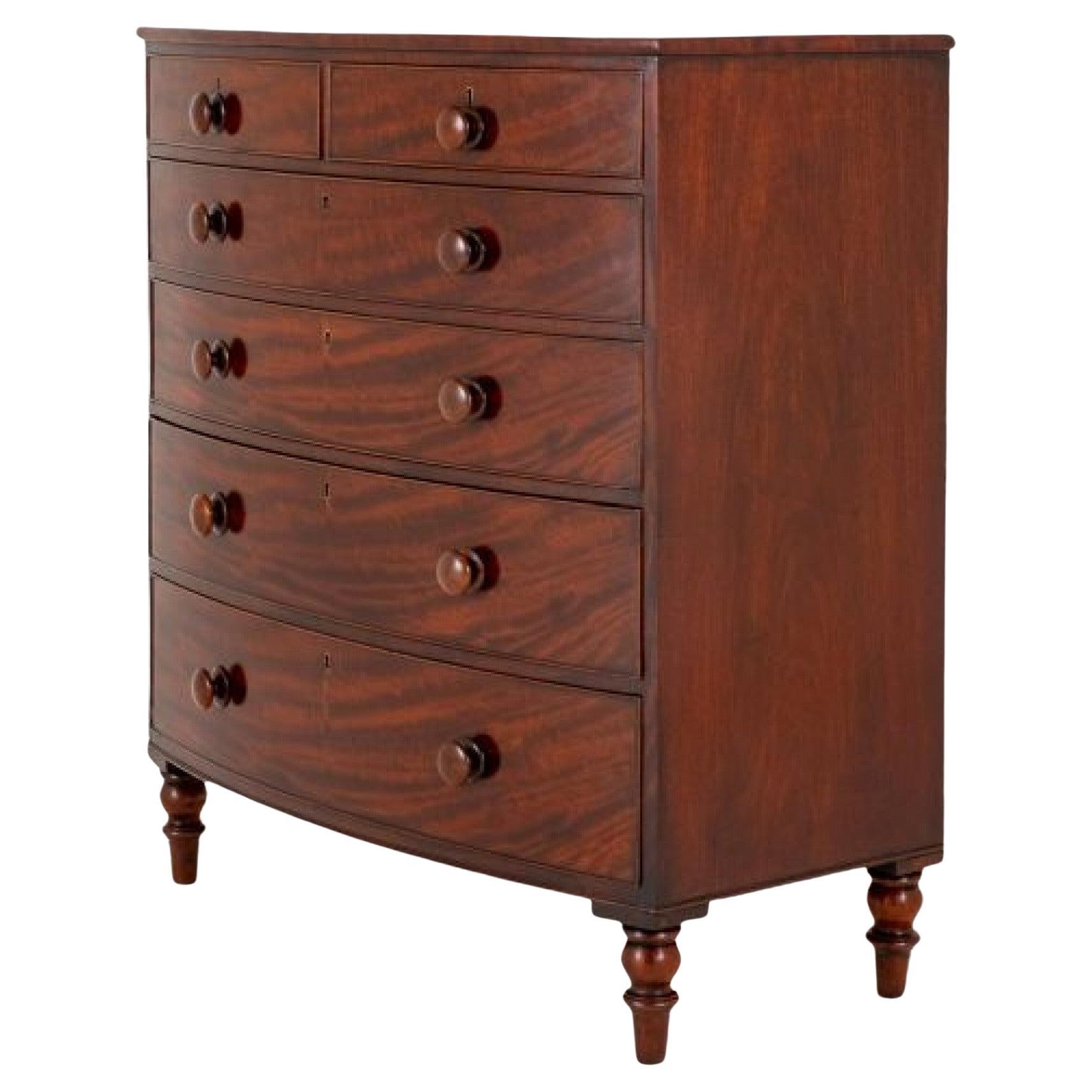 Victorian Bow Front Chest Drawers Mahogany, 1860 For Sale at 1stDibs