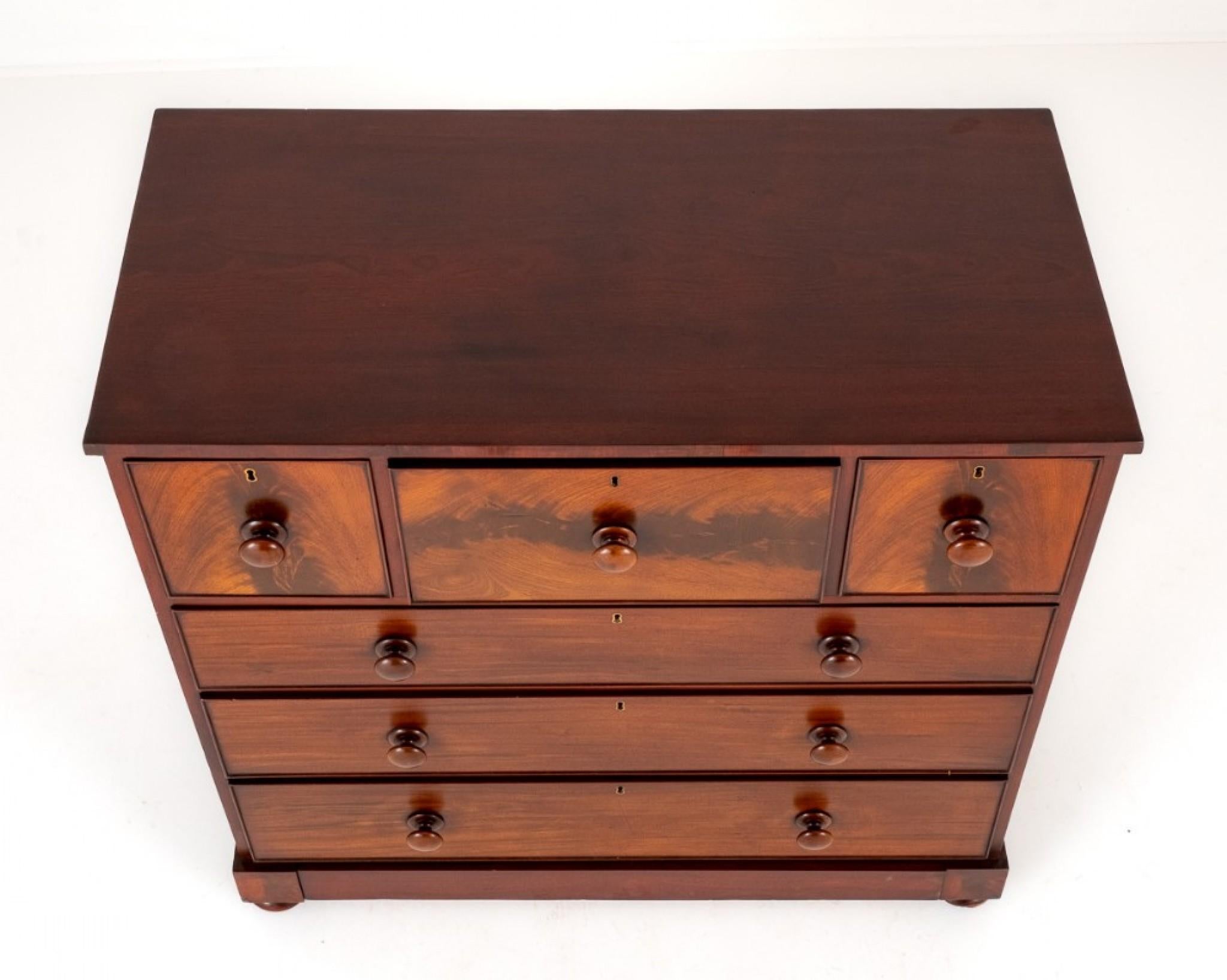 Mid-19th Century Victorian Chest Drawers Period Mahogany 1860 For Sale