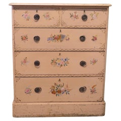 Cassettiera vittoriana dipinta a mano con fiori