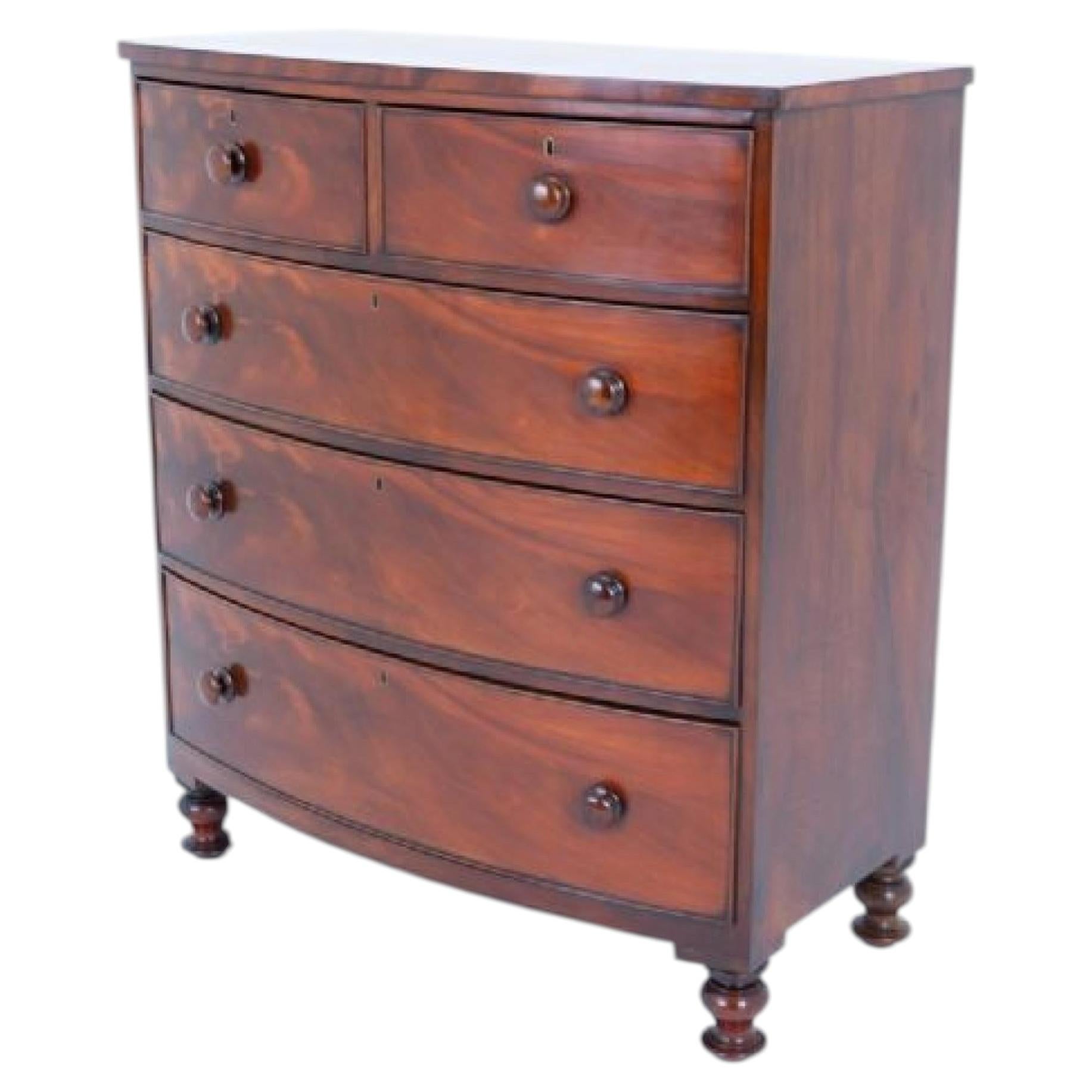 Victorian Chest of Drawers Mahogany Bow Front 1860