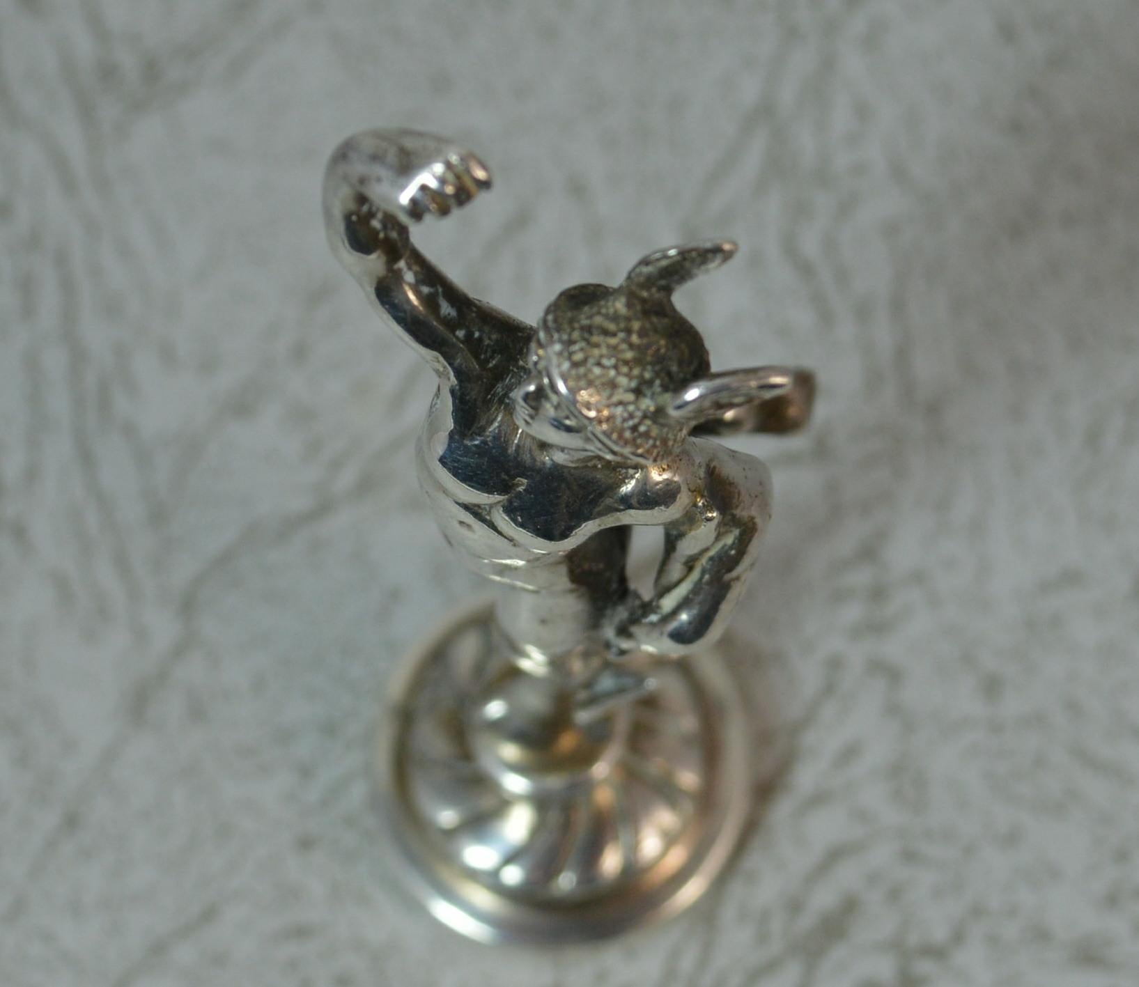 Victorian Chester Silver Hermes Greek God Miniature Statue Table Seal 3