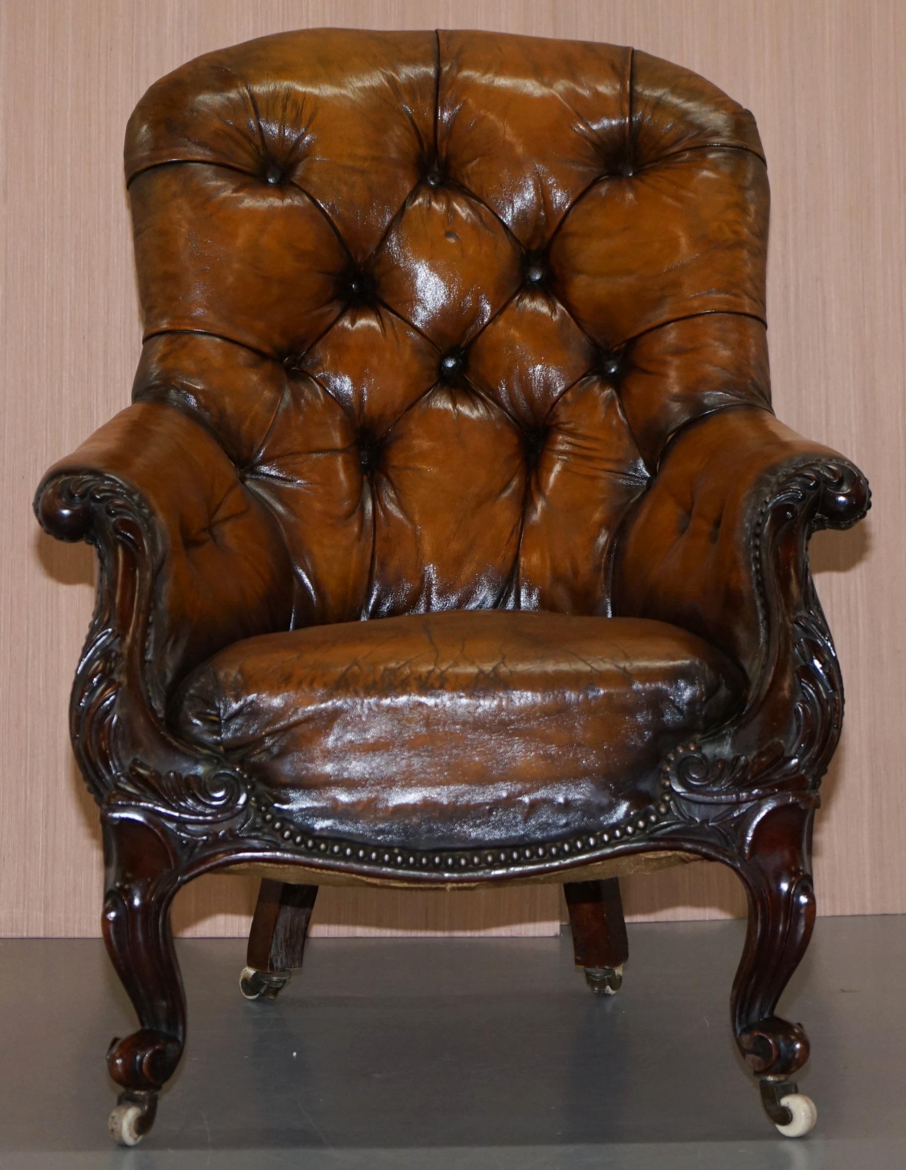 We are delighted to offer for sale this stunning fully restored Victorian Spoon back armchair hand dyed this lovely whiskey brown colour

A good looking and well made piece, the chair is fully sprung to the seat base which is a sign of extreme