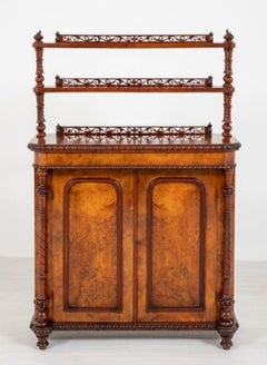 Victorian Chiffonier Antique Sideboard Burr Walnut, 1850