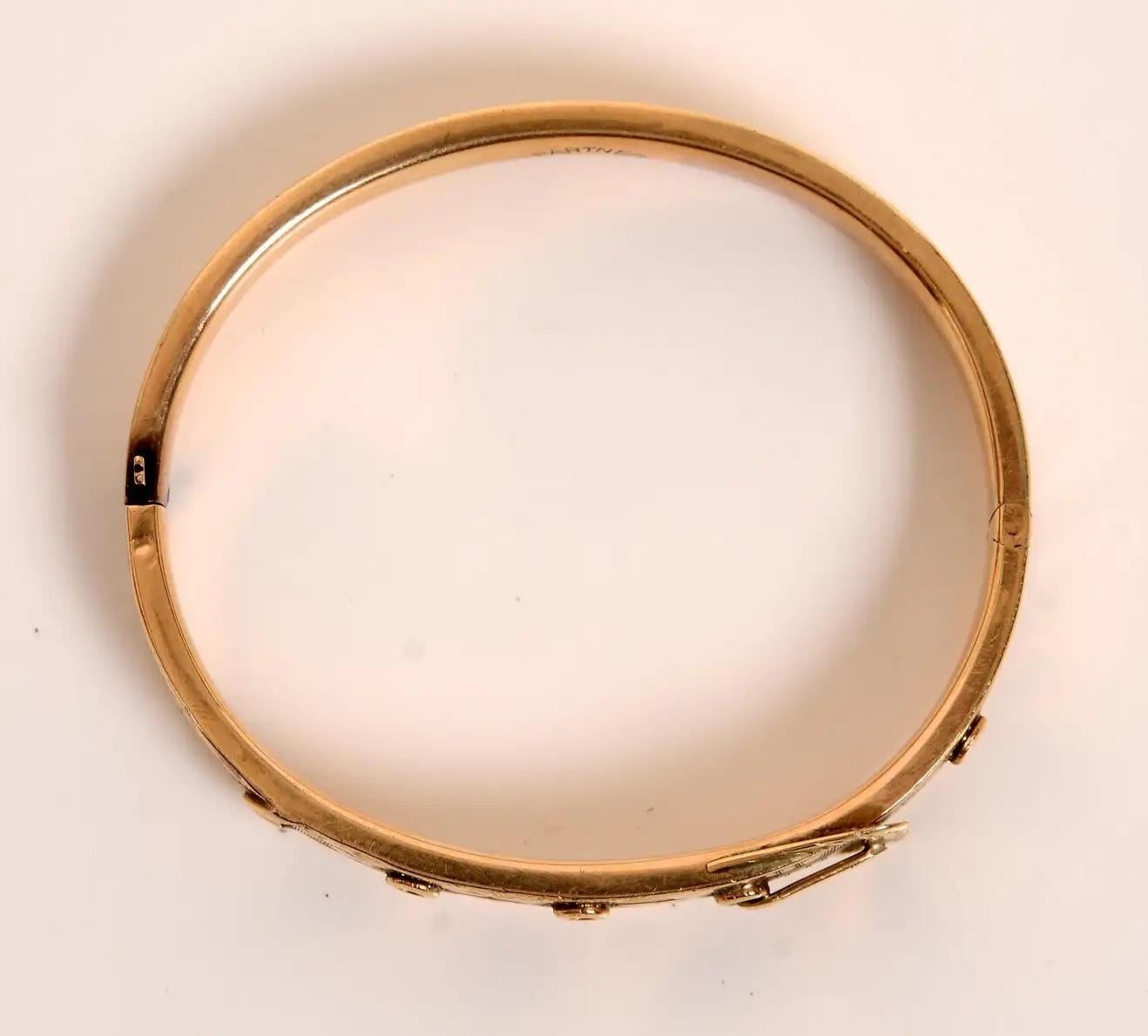 Victorian Child's Buckle Belt Bracelet c1880 in 14K Yellow Gold In Good Condition For Sale In valatie, NY