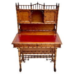 Victorian Chinese Chippendale Style Faux Bamboo Desk, Attributed to R. J. Horner