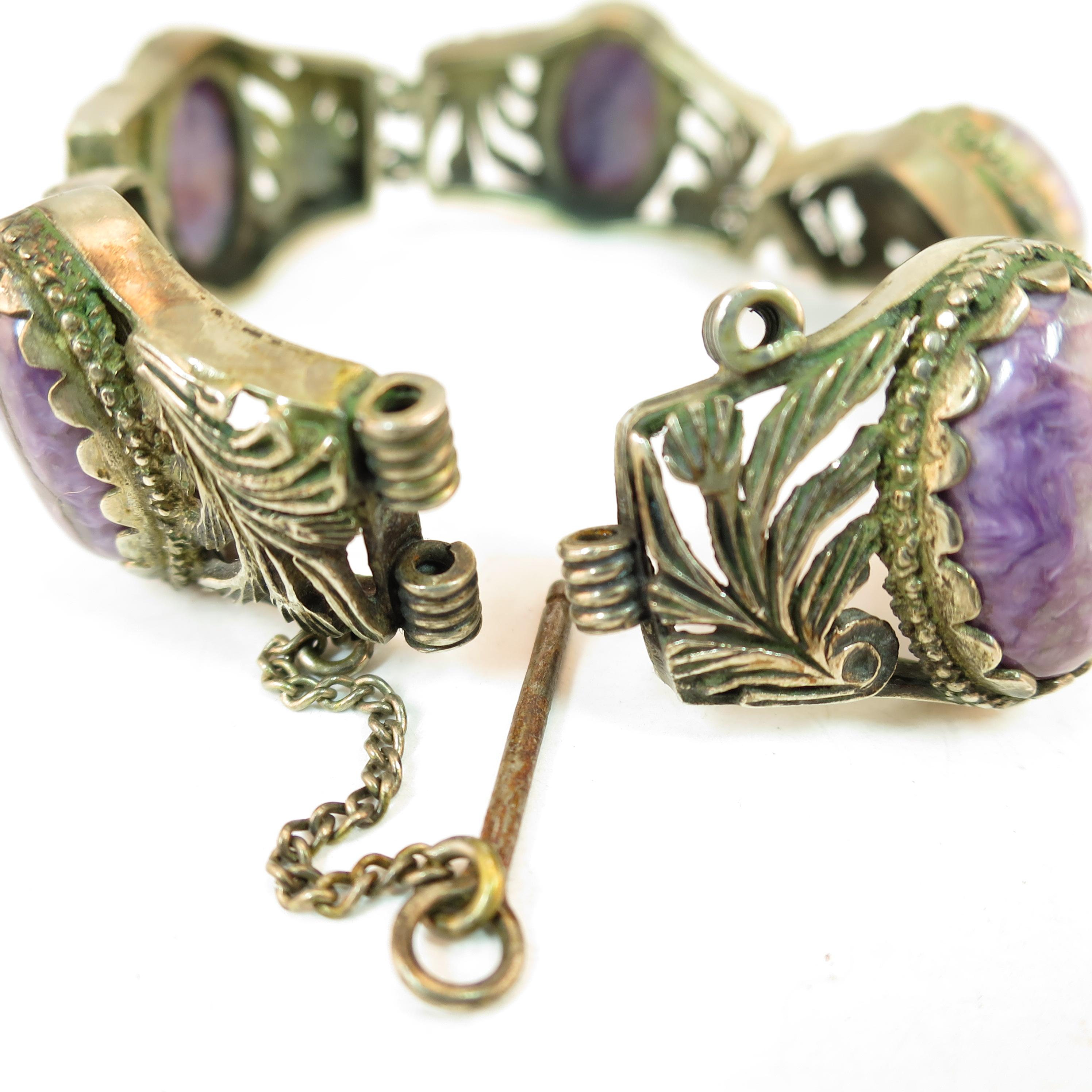 Victorian Chinese Export Silver & Amethyst Link Bracelet, Circa 1860s For Sale 7