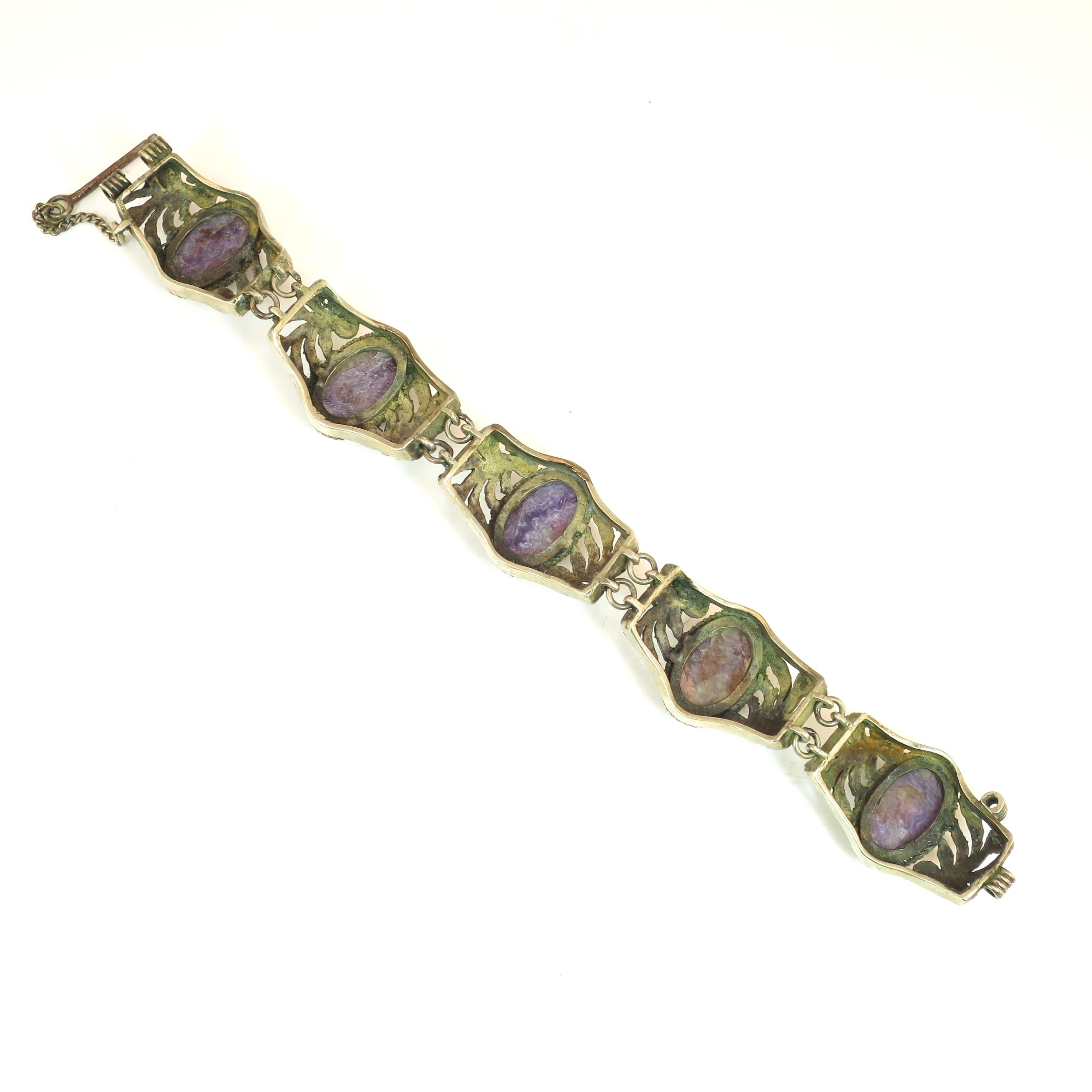 Victorian Chinese Export Silver & Amethyst Link Bracelet, Circa 1860s For Sale 9