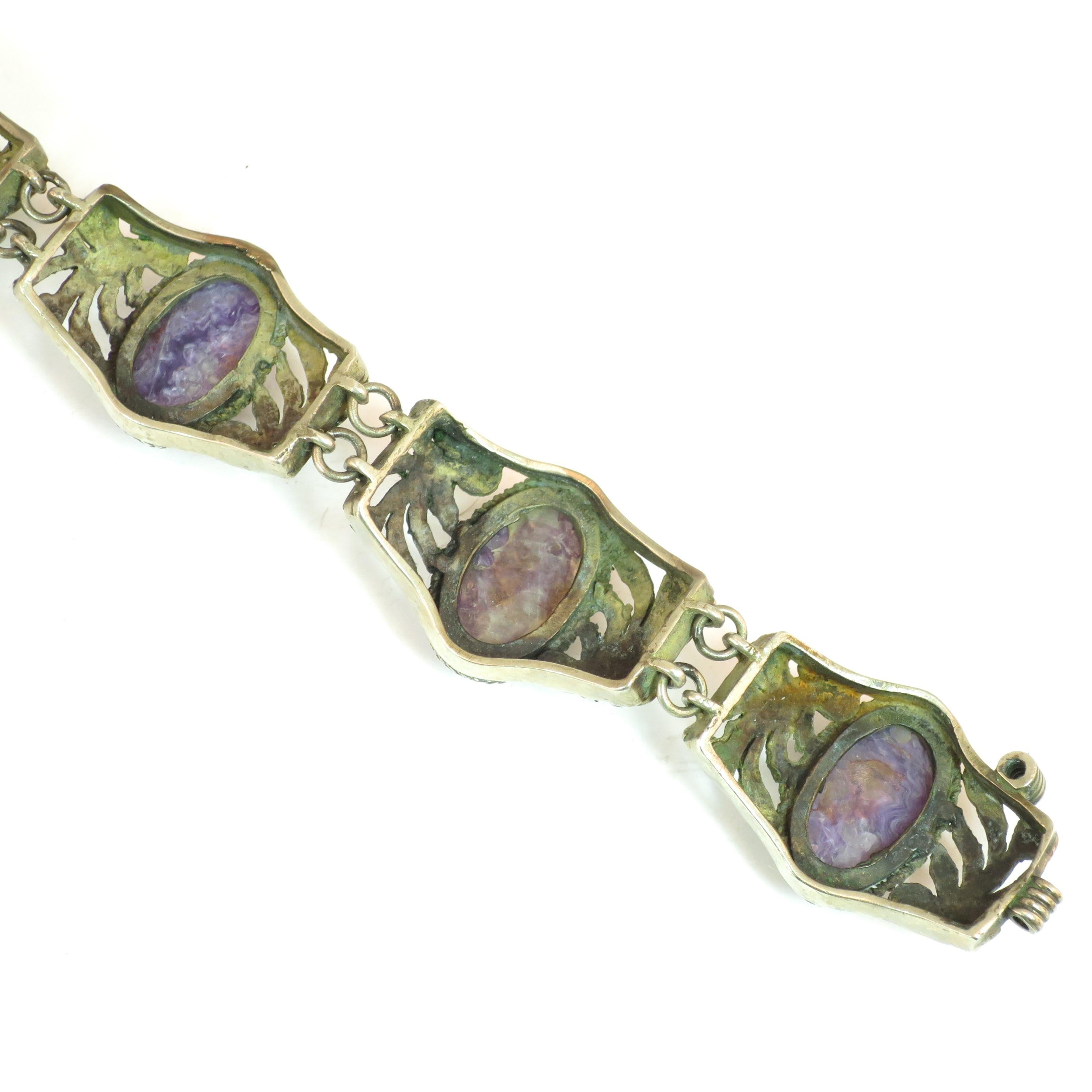Victorian Chinese Export Silver & Amethyst Link Bracelet, Circa 1860s For Sale 10