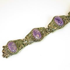 Victorian Chinese Export Silver & Amethyst Link Bracelet, Circa 1860s