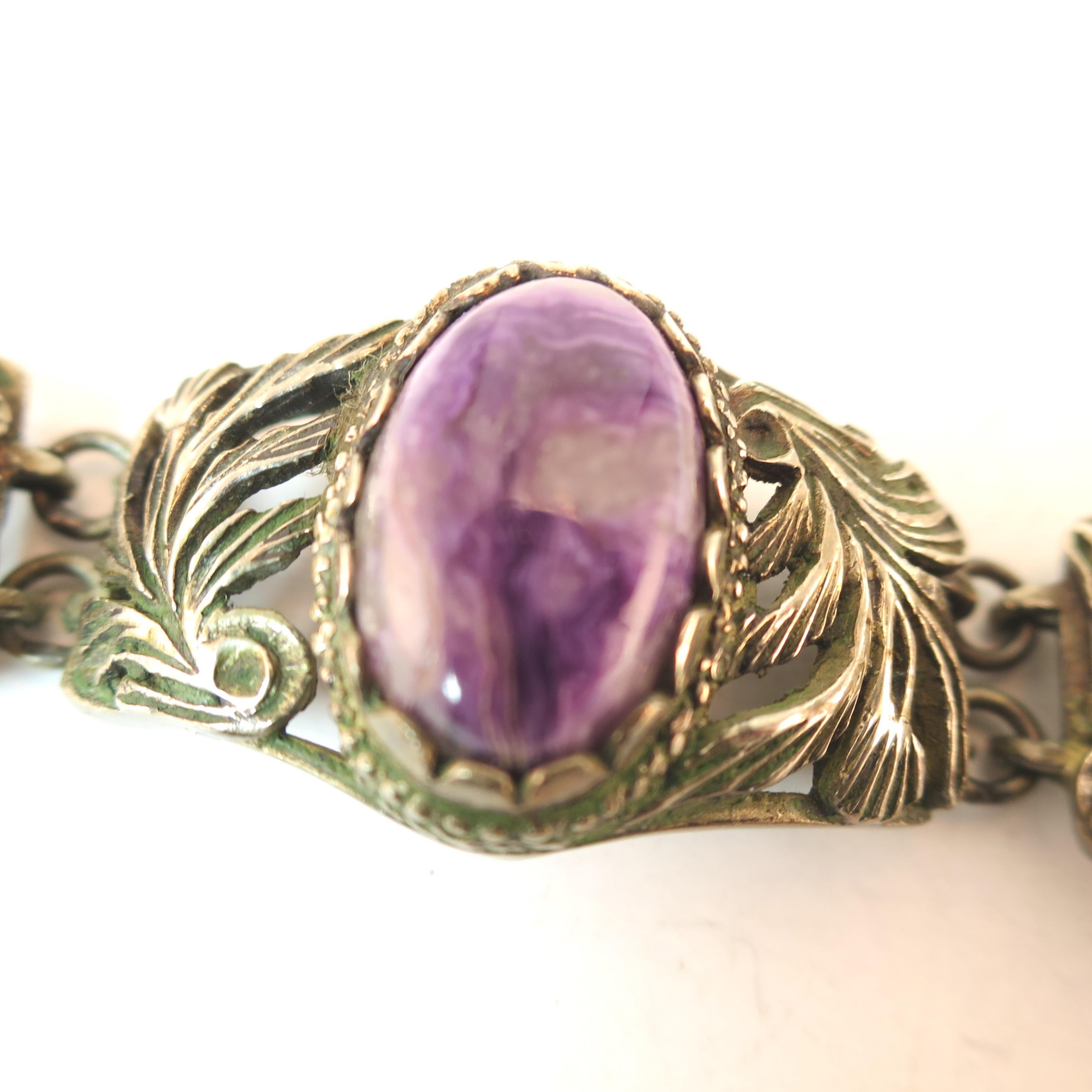 Victorian Chinese Export Silver & Amethyst Link Bracelet, Circa 1860s For Sale 1