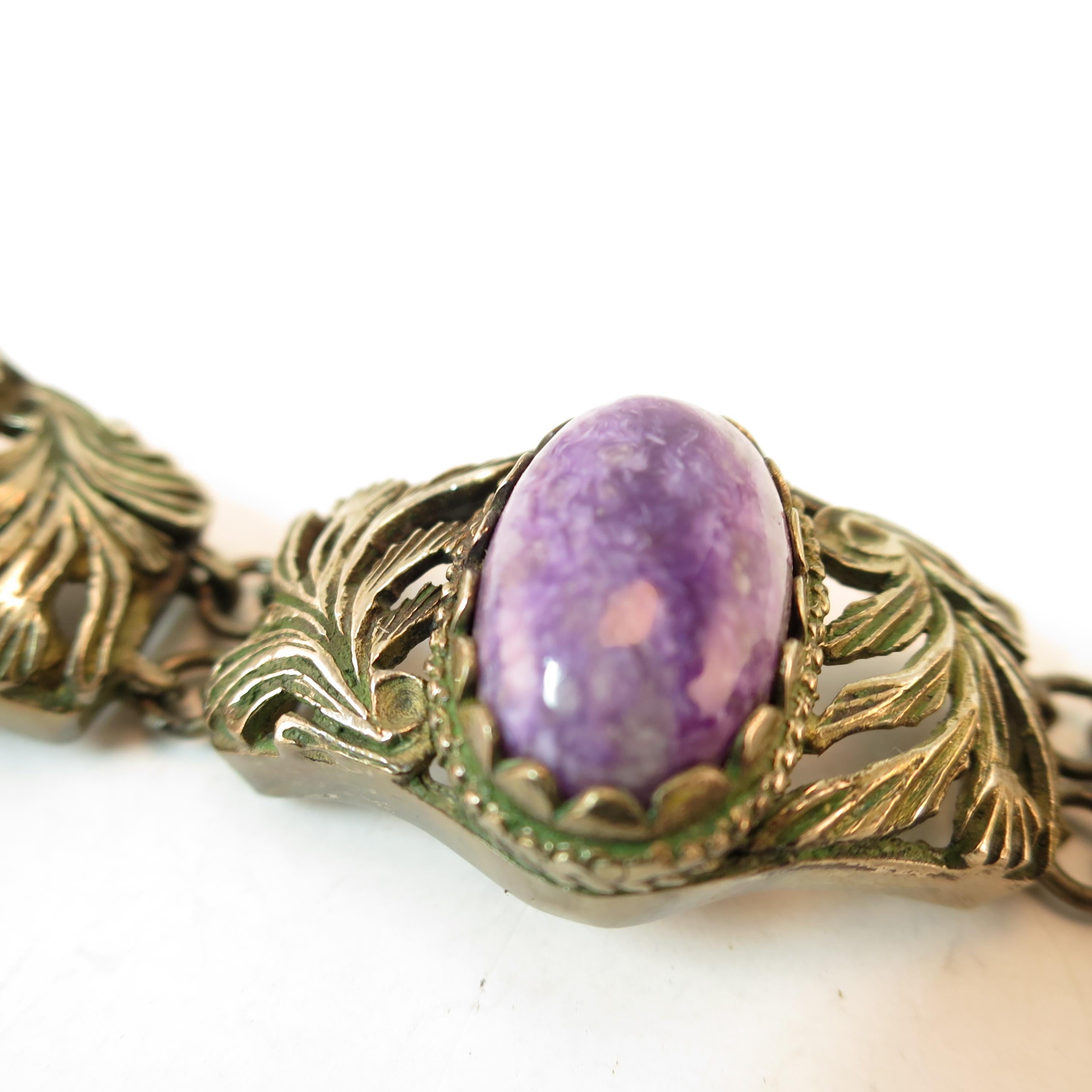 Victorian Chinese Export Silver & Amethyst Link Bracelet, Circa 1860s For Sale 2