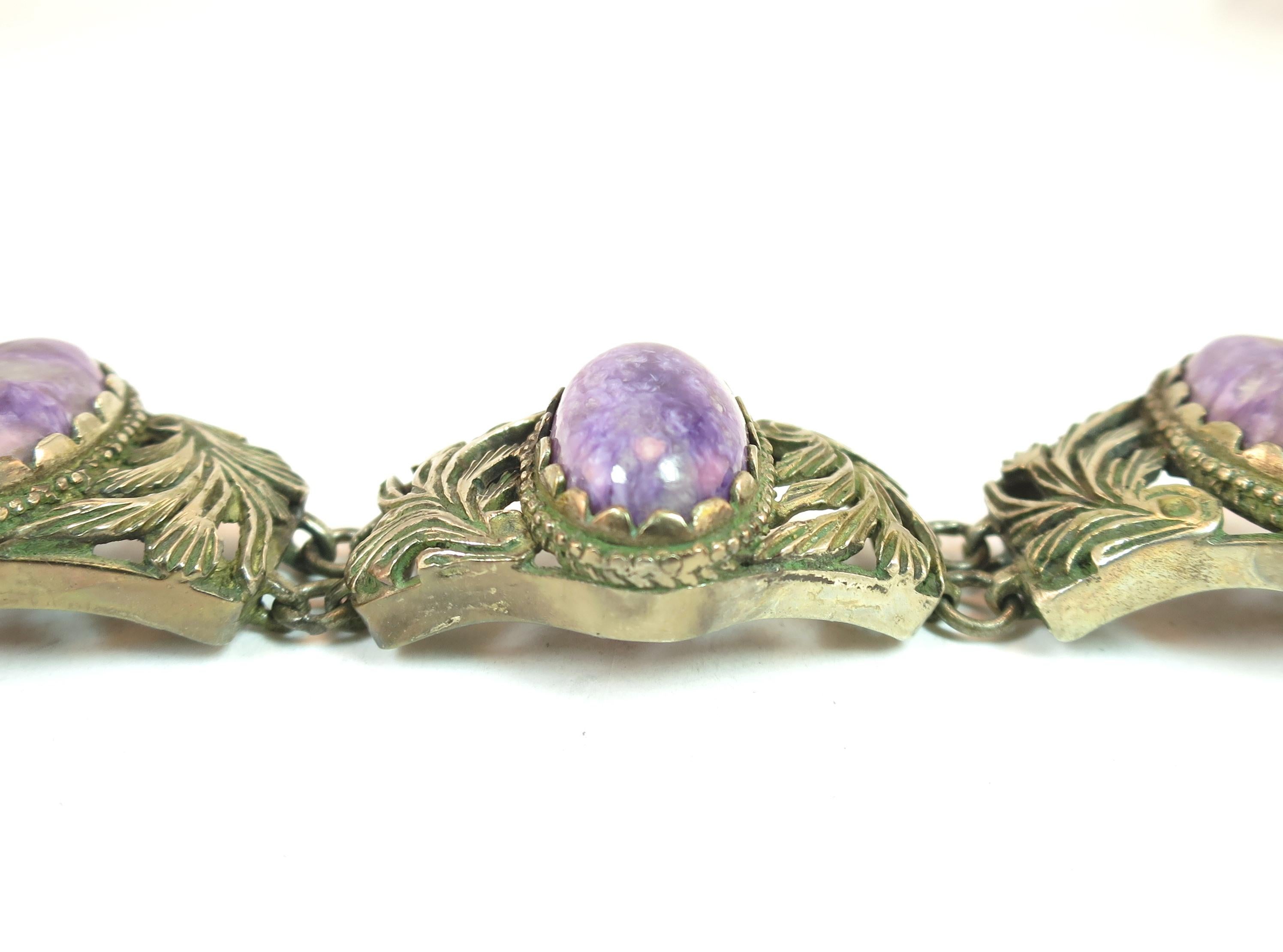 Victorian Chinese Export Silver & Amethyst Link Bracelet, Circa 1860s For Sale 3