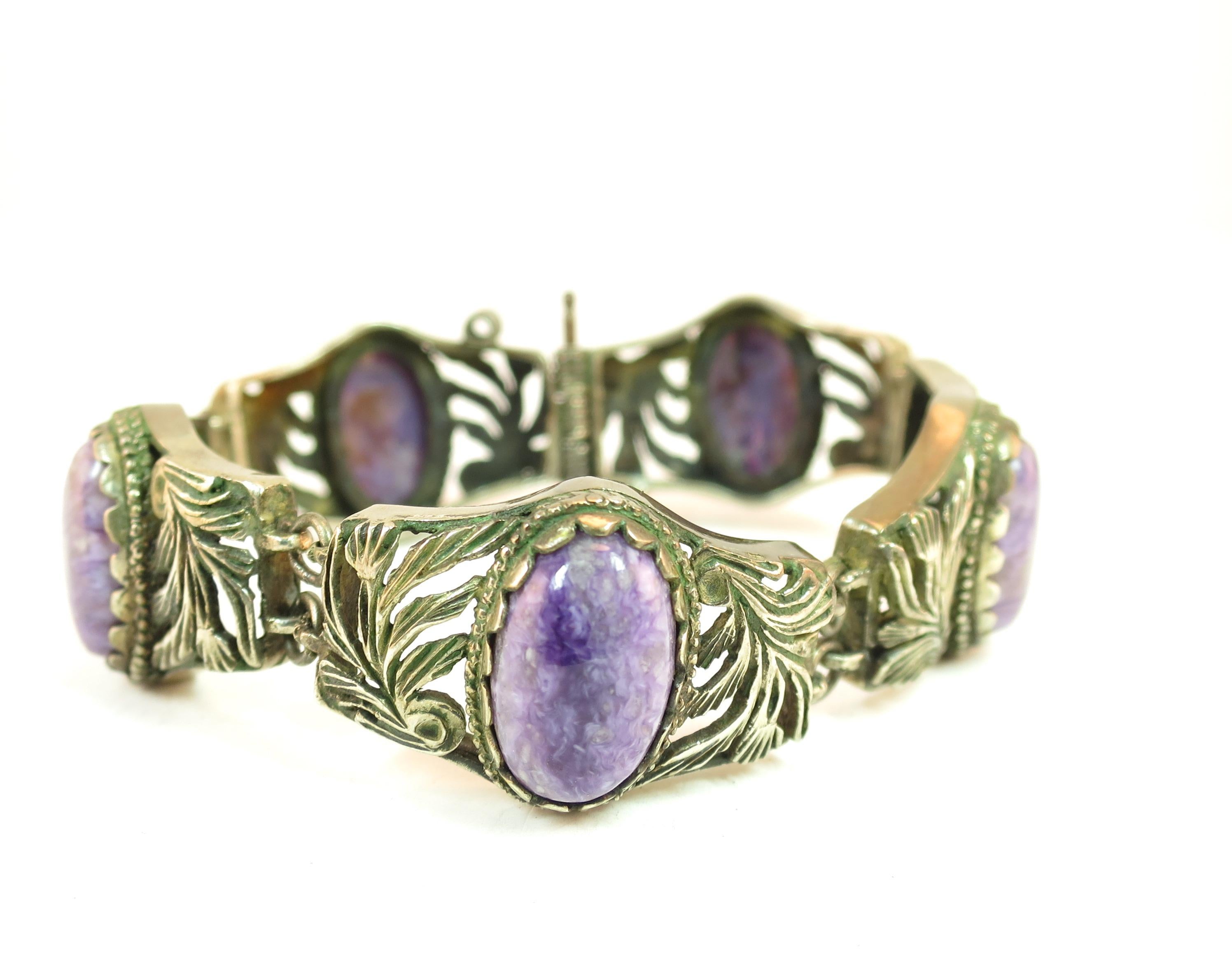 Victorian Chinese Export Silver & Amethyst Link Bracelet, Circa 1860s For Sale 4