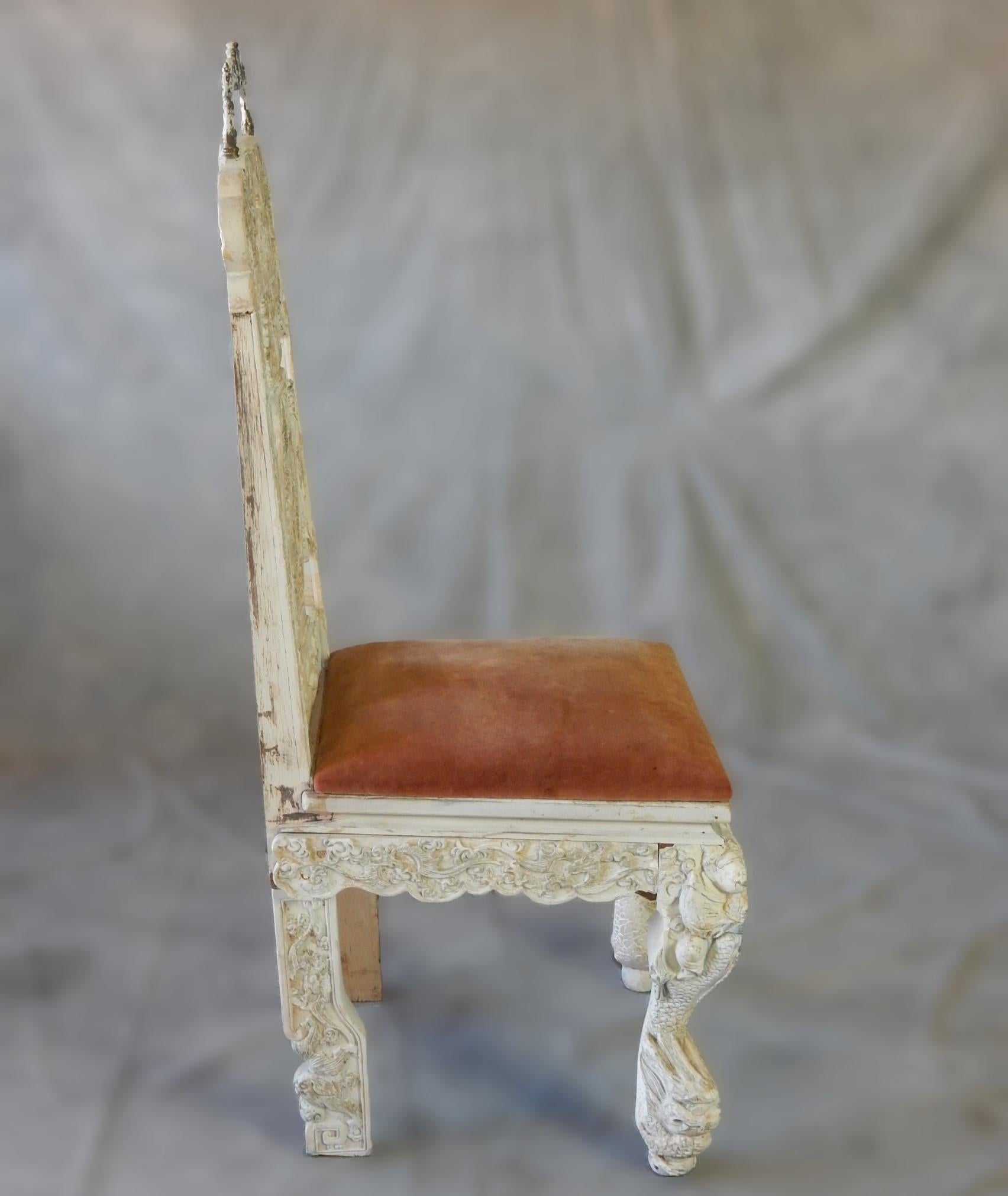Victorian Chinoiserie era Molded Plaster Chaise Percée Commode Chair  For Sale 5