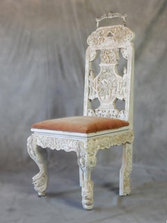 Victorian Chinoiserie era Molded Plaster Chaise Percée Commode Chair