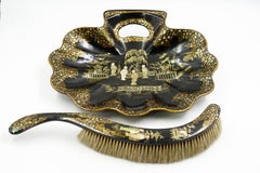 Victorian Chinoserie Tray and Brushes