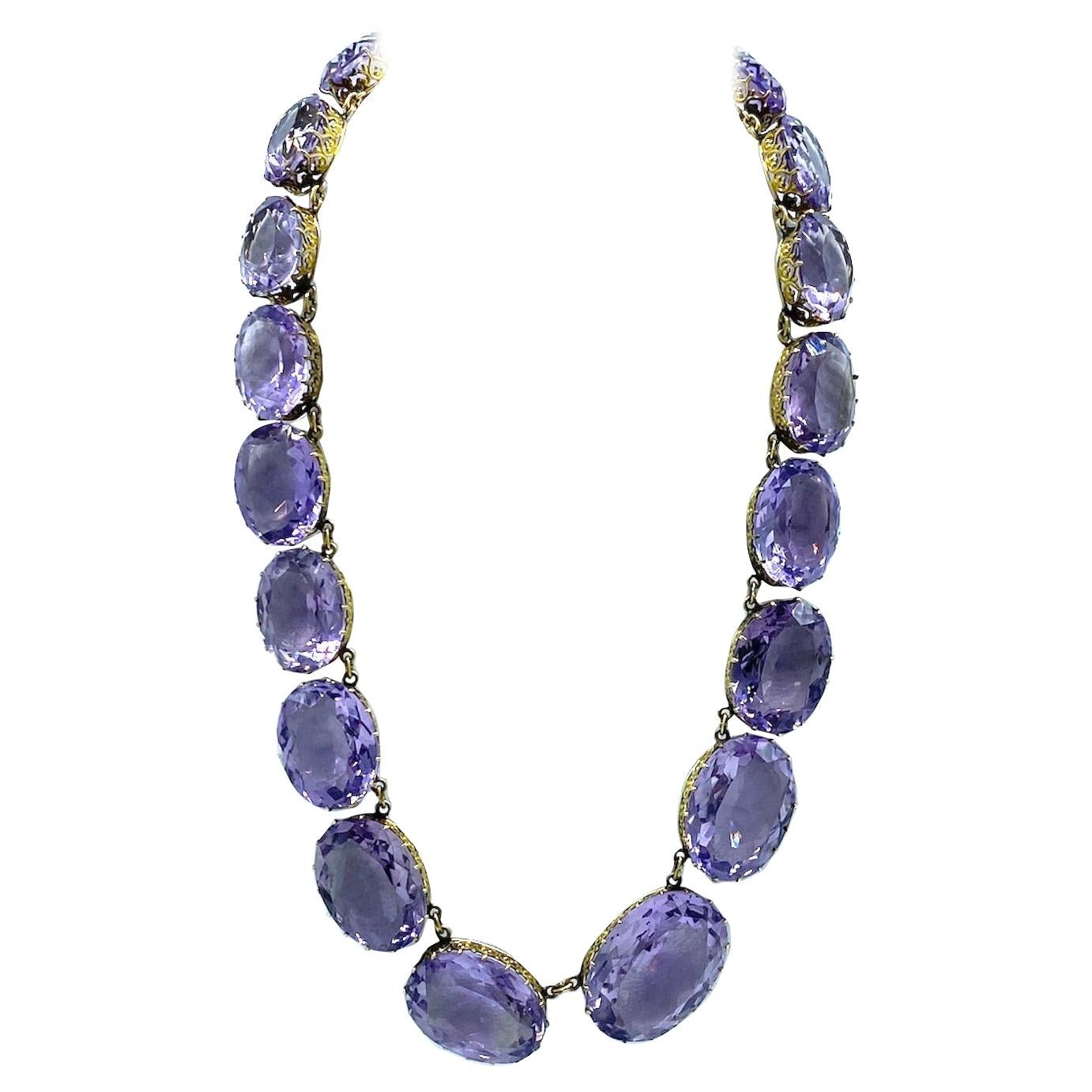 Choker Amethyst 450 Carat Necklace 14 Karat Gold