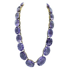 Antique Choker Amethyst 450 Carat Necklace 14 Karat Gold