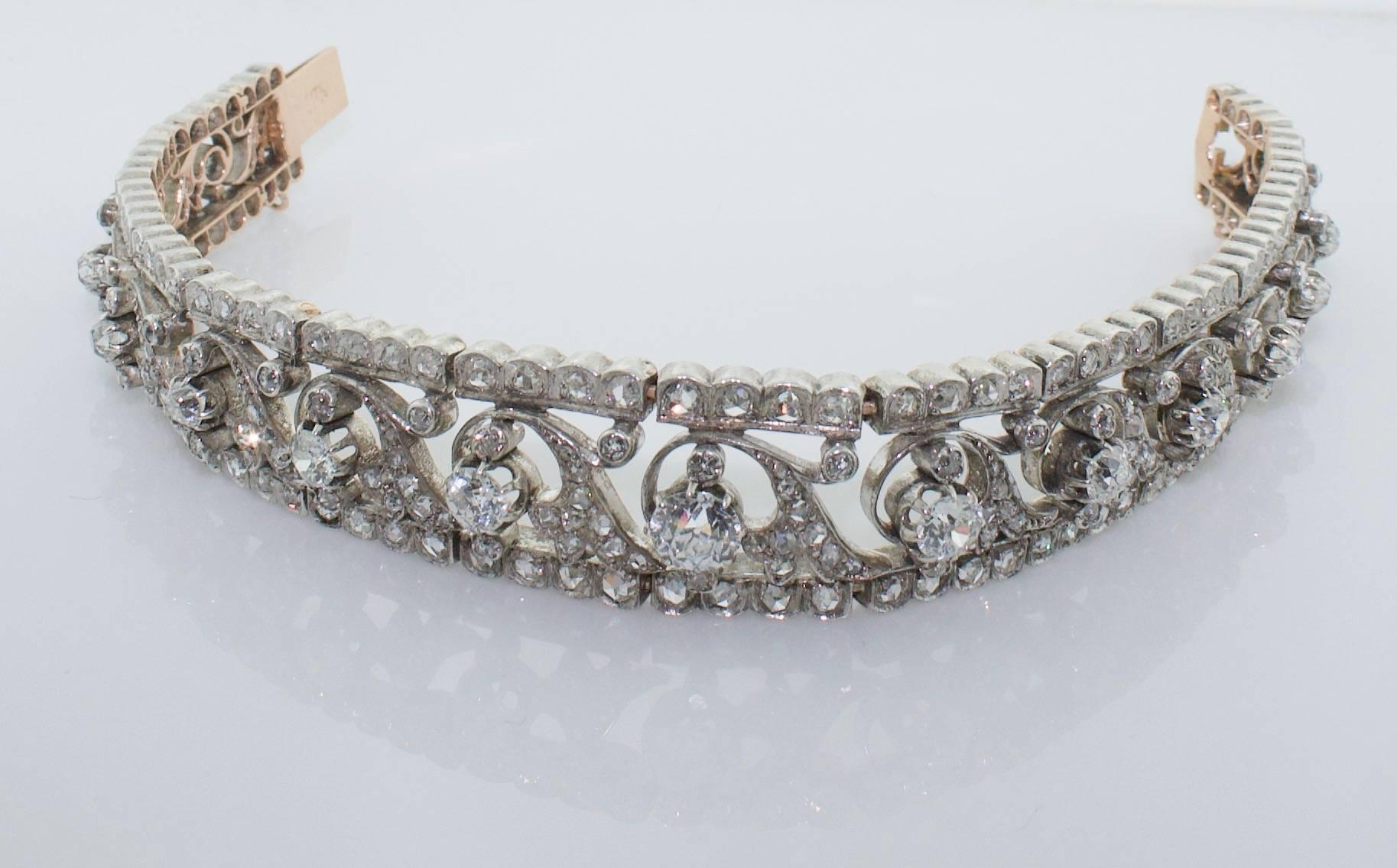 Victorian Choker-Bracelet Combination Convertible 18 Karat Gold and Silver In Excellent Condition In Wailea, HI