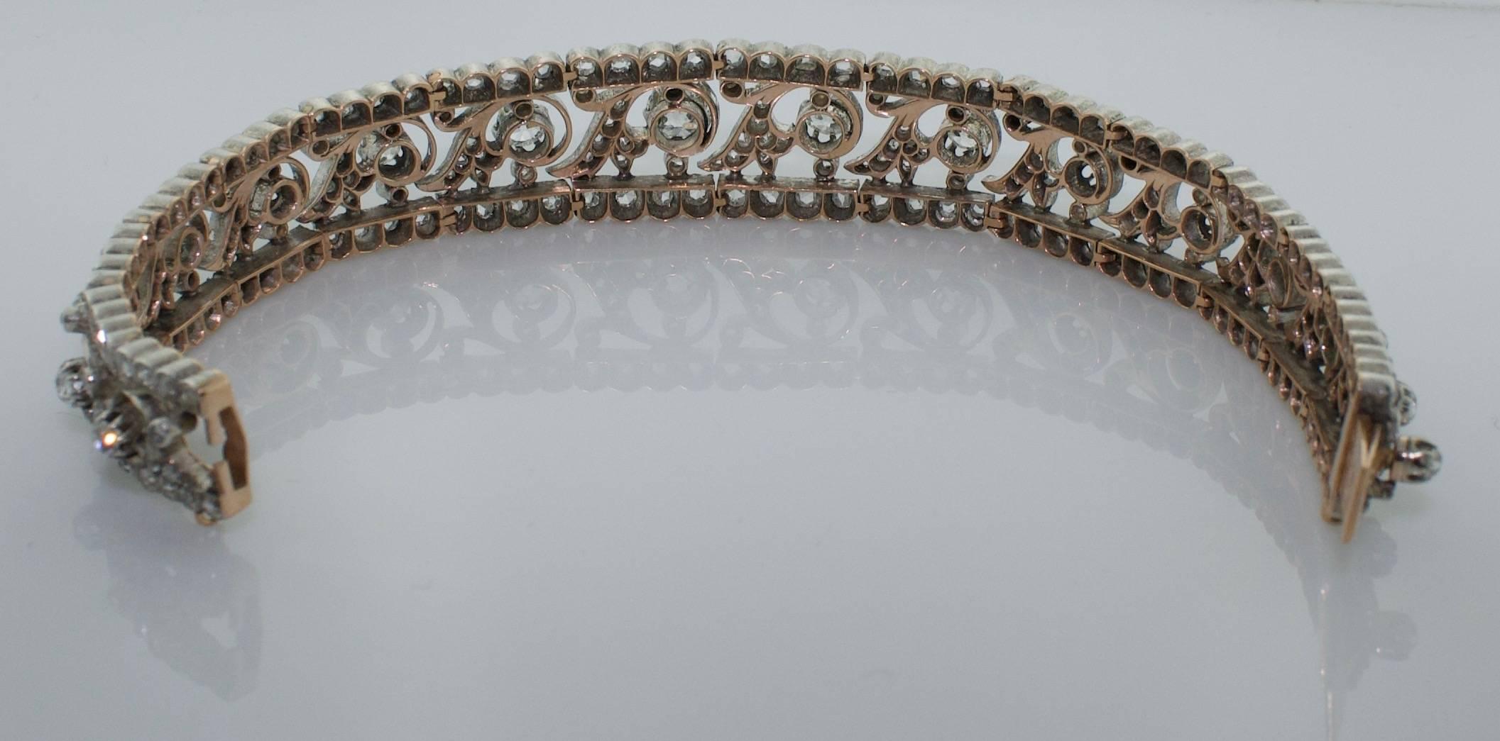 Women's or Men's Victorian Choker-Bracelet Combination Convertible 18 Karat Gold and Silver For Sale