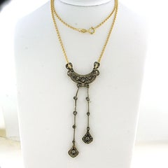 Viktorianisches Kropfband mit Diamanten im Rosenschliff bis zu 0,30ct 18k Gold und Silber