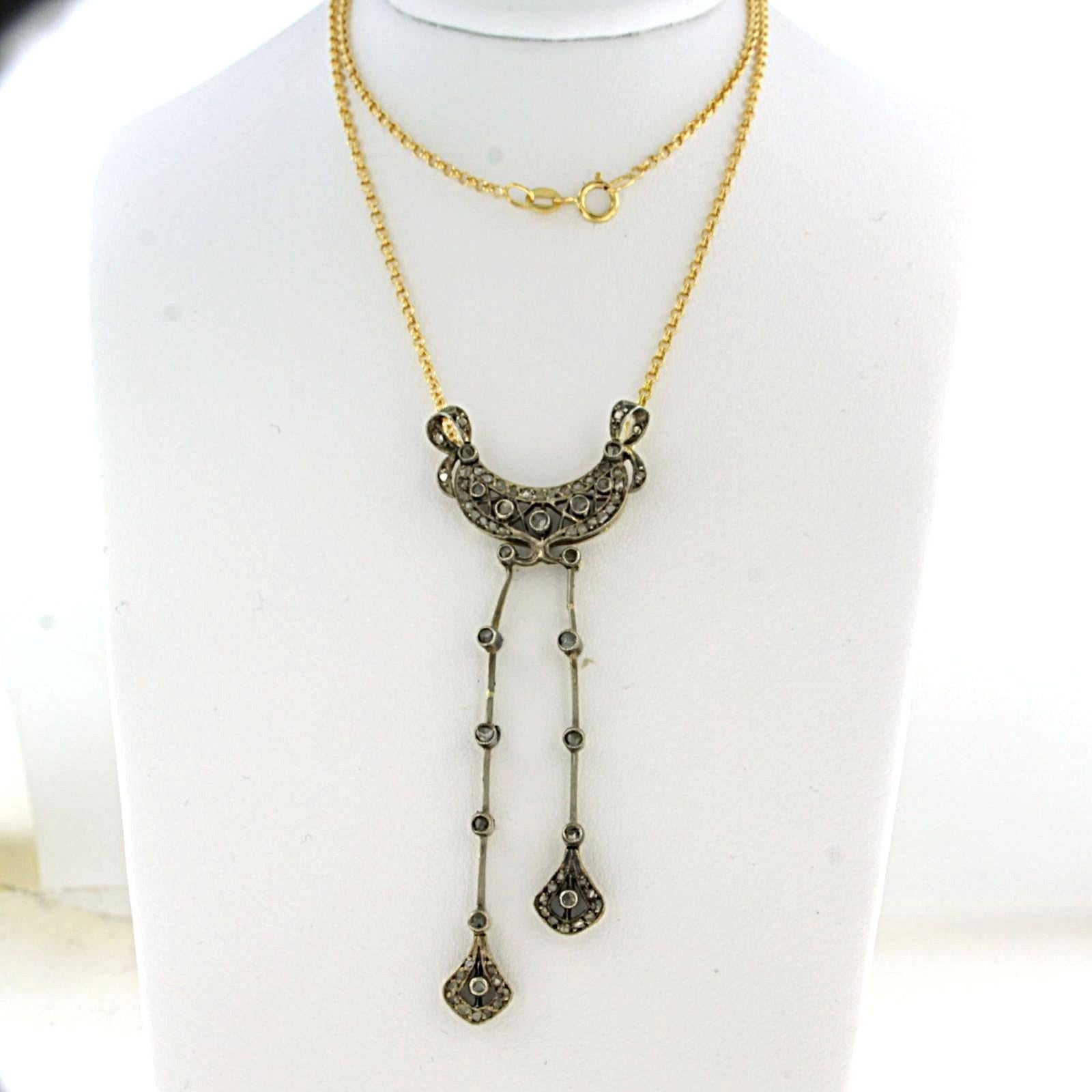 Victorian Choker with rose cut diamonds up to 0.30ct 18k gold and silver