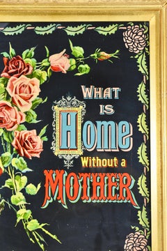 Victorian Chromolithograph What Is Home Without Mother Motto in Gilt Wood Frame