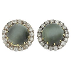 Victorian Chrysoberyl and Old Cut Diamond Earrings