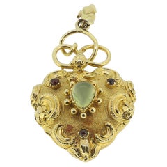 Victorian Chrysoberyl and Ruby Snake Heart Locket Pendant
