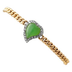 Victorian Chrysoprase and Diamond Gold Witch's Heart Bracelet
