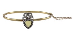 Victorian Chrysoprase and Rose Diamond Heart and Knot Bangle