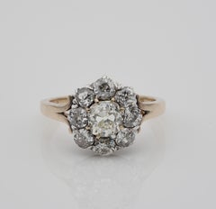Victorian circa 1860 2.60 Carat Old Mine Cut Diamond Rare Cluster Ring
