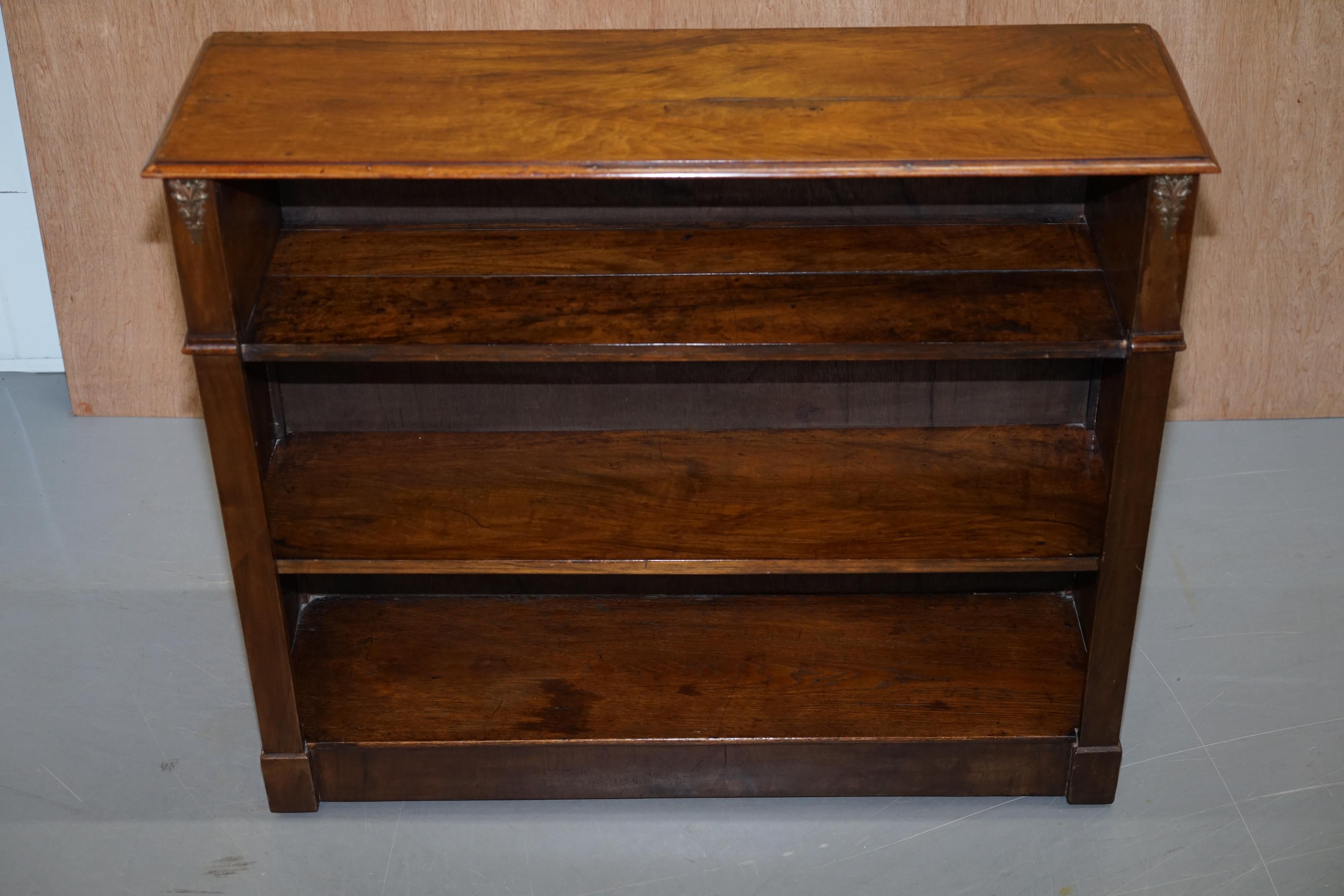 Victorian circa 1860 Walnut Dwarf Open Bookcase Lovely Carved Detailing All-Over 3