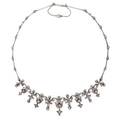 Victorian circa 1880, 3.32 Carat Diamond Gold and Silver Belle Époque Necklace