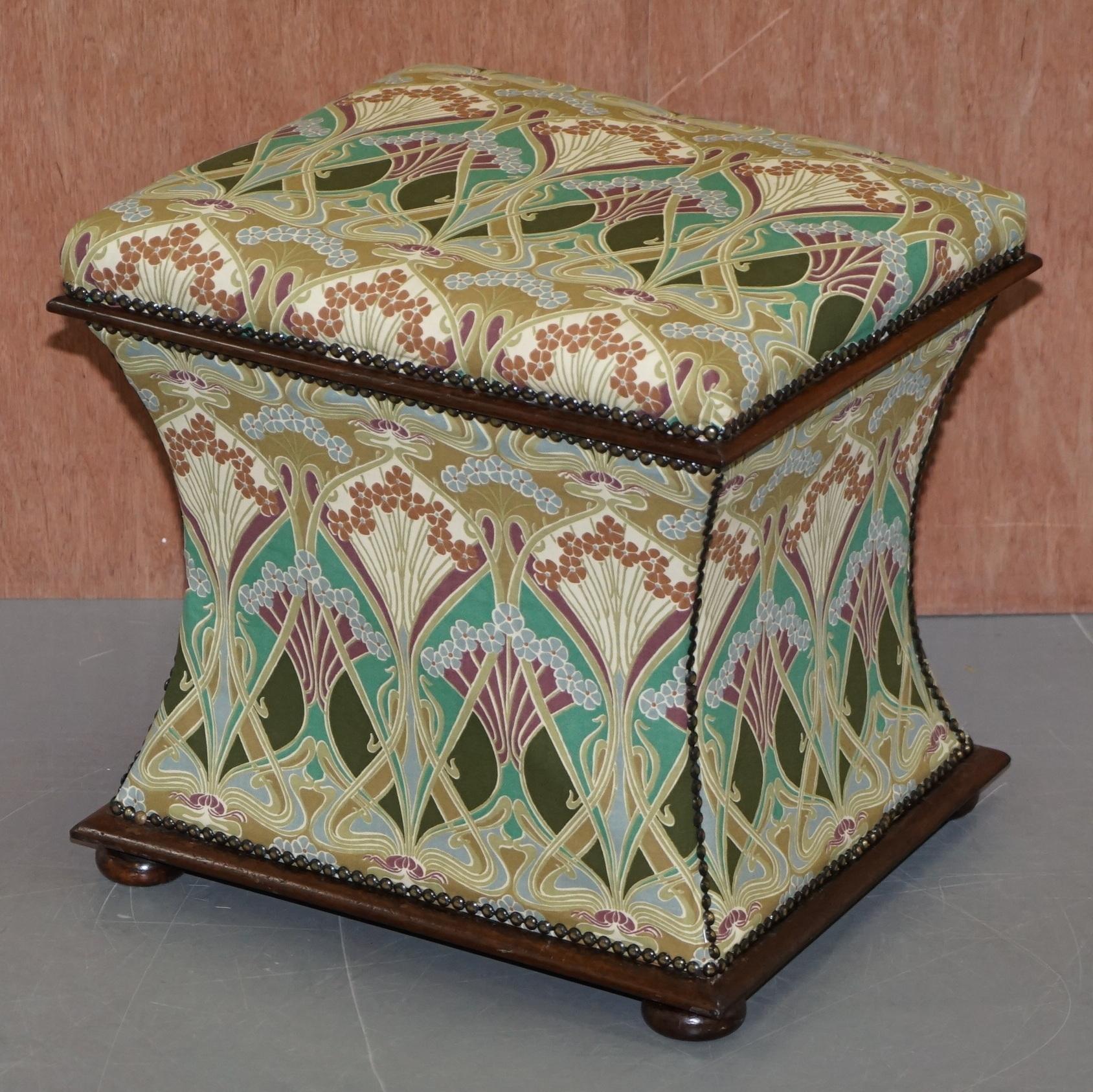 Late Victorian Victorian circa 1880 Liberty London Ianthe Upholstered Ottoman Footstool Trunk For Sale