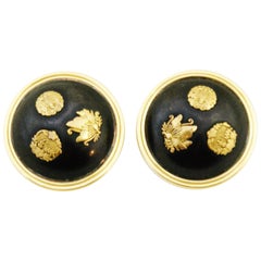 Victorian circa 1880 Shakudo Butterfly Clip-On Earrings