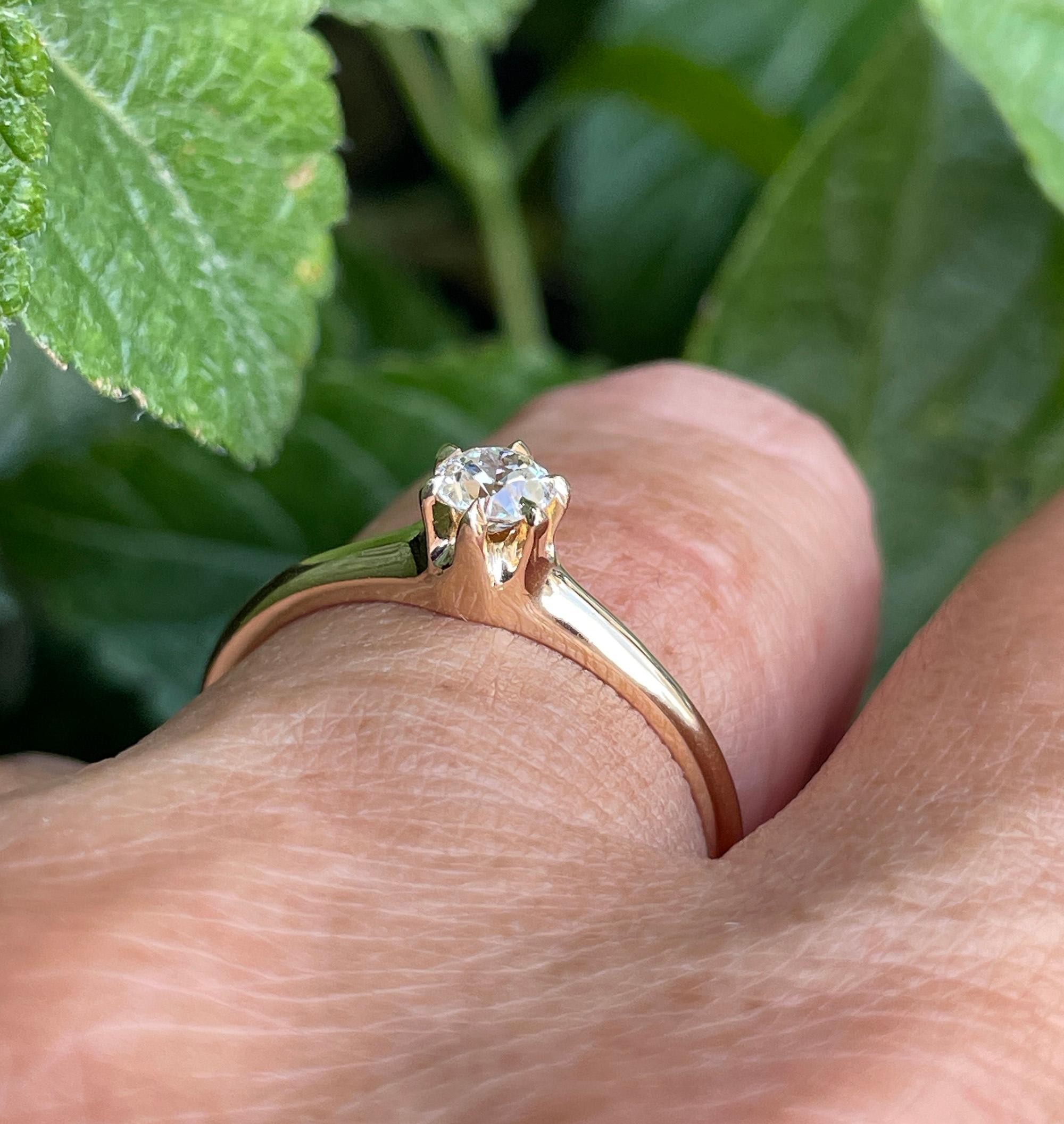 Women's Victorian CIRCA 1890 Antique 0.26ct Old European Diamond  Engagement 14K RG Ring