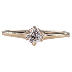 Victorian CIRCA 1890 Antique 0.26ct Old European Diamond  Engagement 14K RG Ring