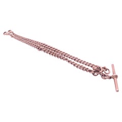 Antique Victorian circa 1890 Rose Gold Albert Curb Link Chain with Large Bolt Clip