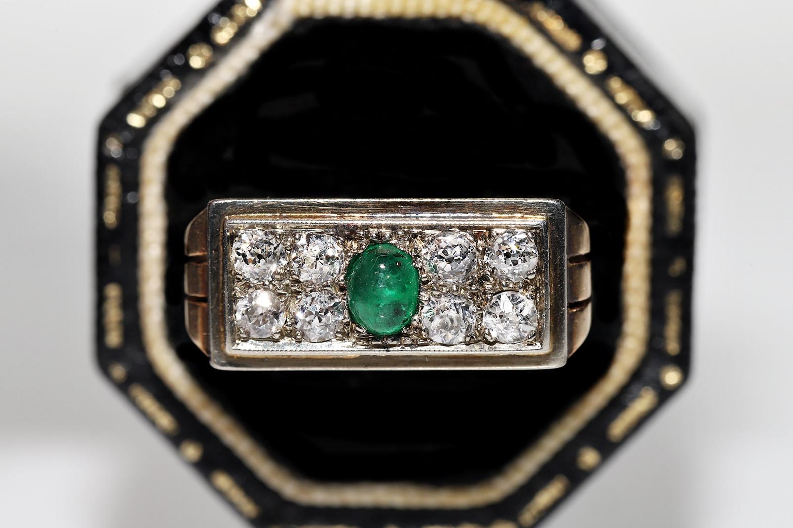In very good condition.
Total weight is 5.5 grams.
Totally is diamond 0.50 ct.
The diamond is has G-H color and vvs-vs-s1 clarity.
Totally is emerald 0.27 ct.
Ring size is US 6.8 (We offer free resizing)
We can make any size.
Box is not